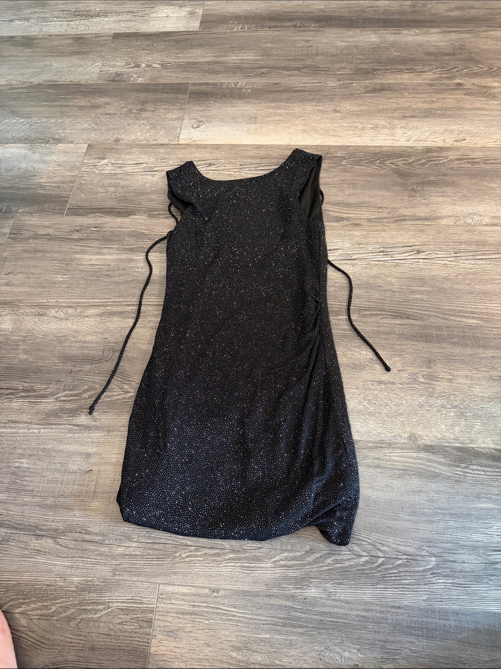 Eclipse Black Sparkle Mini Dress with Side Ties